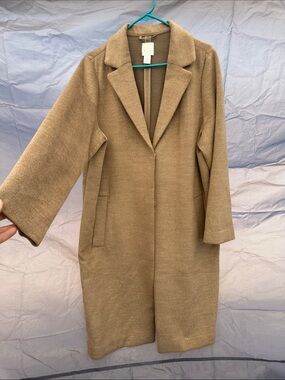 H&M Camel Single-Breasted Long Trench Coat